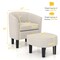 Costway Barrel Club Chair with Ottoman Set Footrest Curved Back & Removable Seat Cushion Grey/Beige